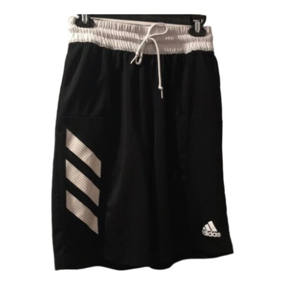 Adidas Mens Athletic Basketball Shorts 3 Stripes Black White Size Med EUC #0422 - Picture 2 of 10